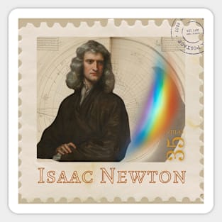 Sir Isaac Newton Vintage Style Stamp Design Sticker